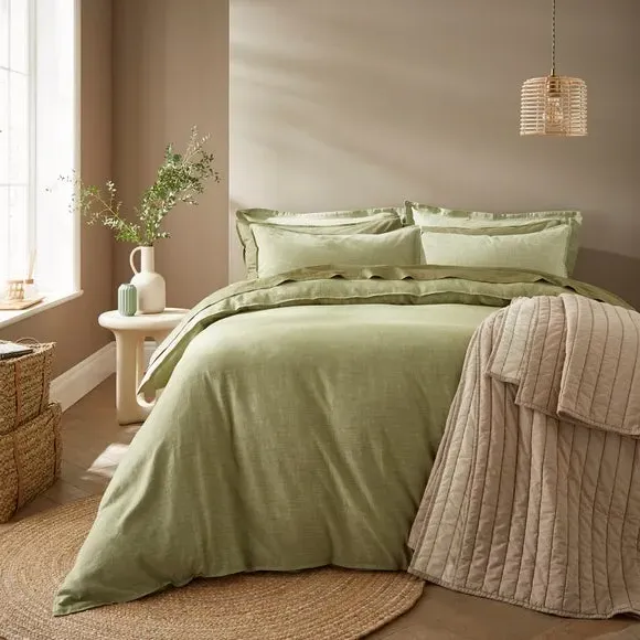 Oxford Pillowcase - Olive, Recycled Cotton