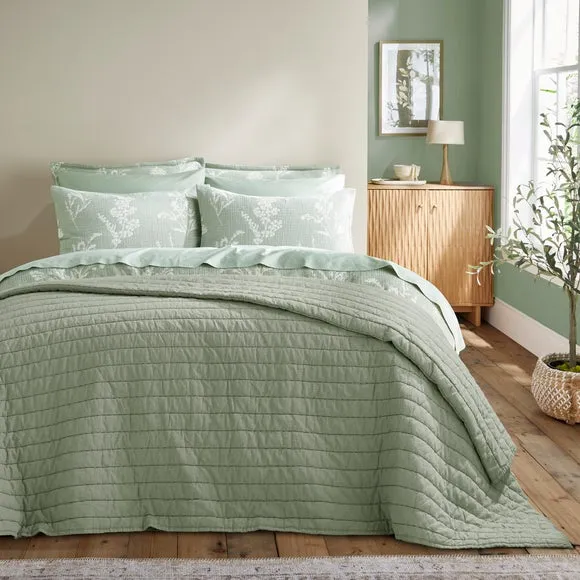 Quilted Bedspread - Olive, Recycled Cotton