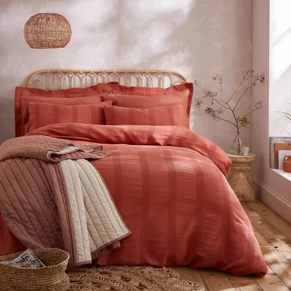 Quilted Bedspread - Terracotta, Recycled Cotton