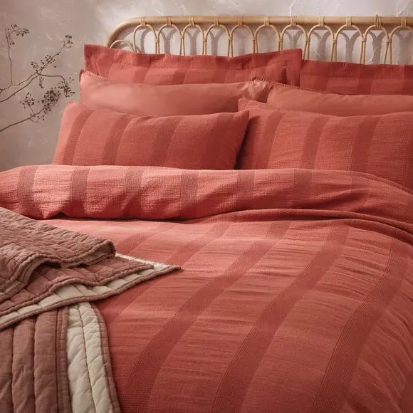Quilted Bedspread - Terracotta, Recycled Cotton