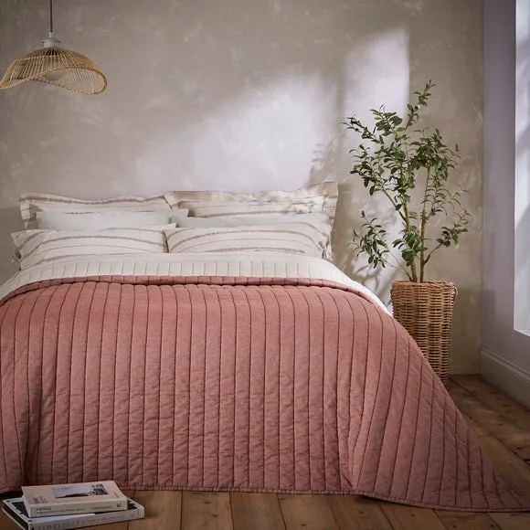 Quilted Bedspread - Terracotta, Recycled Cotton