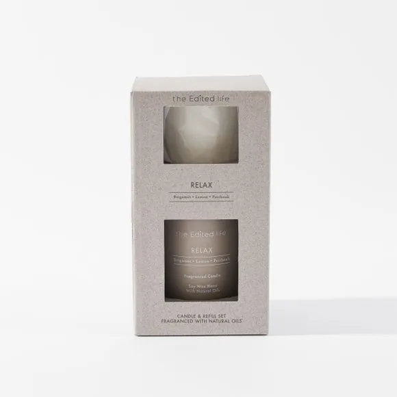 Relax Candle & Refill Gift Set - Grey