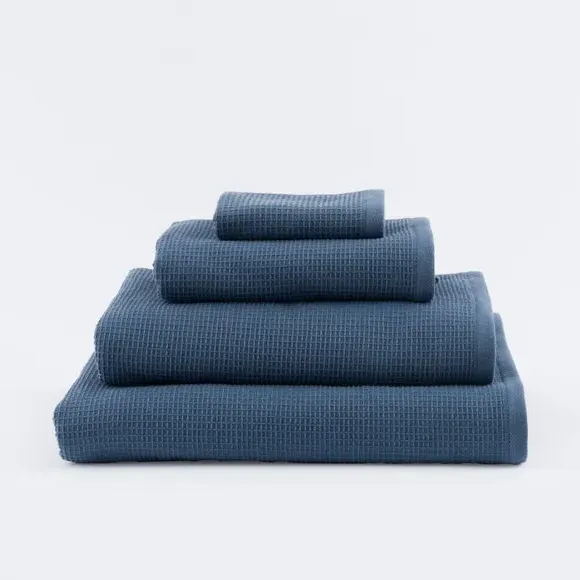 Reversible Waffle Towel - Blue, Organic Cotton