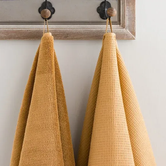 Reversible Waffle Towel - Caramel, Organic Cotton