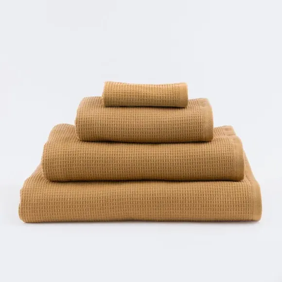 Reversible Waffle Towel - Caramel, Organic Cotton