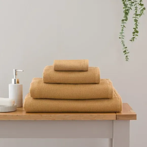 Reversible Waffle Towel - Caramel, Organic Cotton