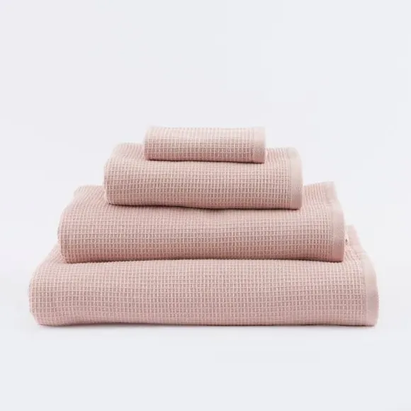 Reversible Waffle Towel - Chalk Pink, Organic Cotton