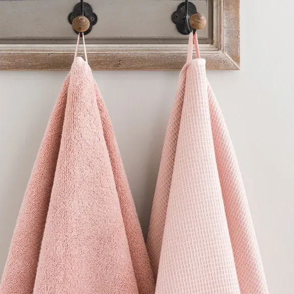Reversible Waffle Towel - Chalk Pink, Organic Cotton