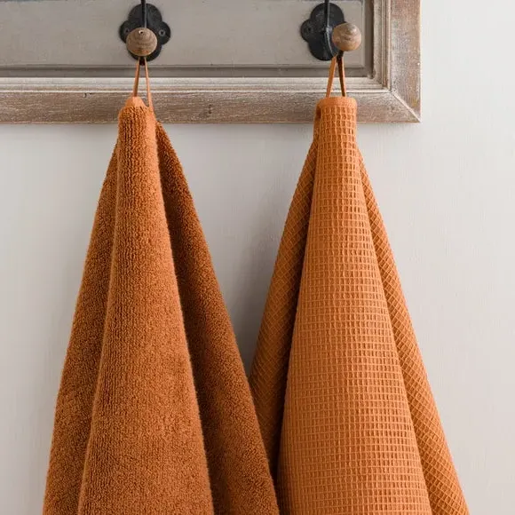 Reversible Waffle Towel - Cinnamon, Organic Cotton