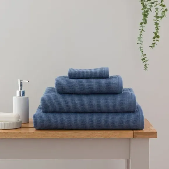 Reversible Waffle Towel - Skipper Blue, Organic Cotton