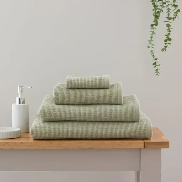 Reversible Waffle Towel - Soft Olive, Organic Cotton