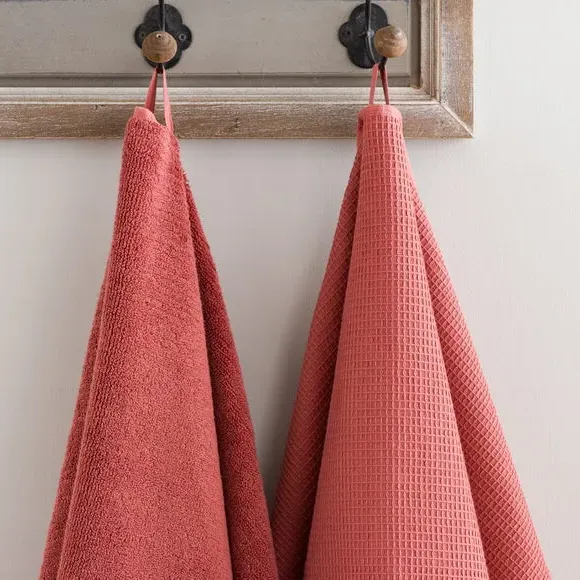 Reversible Waffle Towel - Terracotta, Organic Cotton