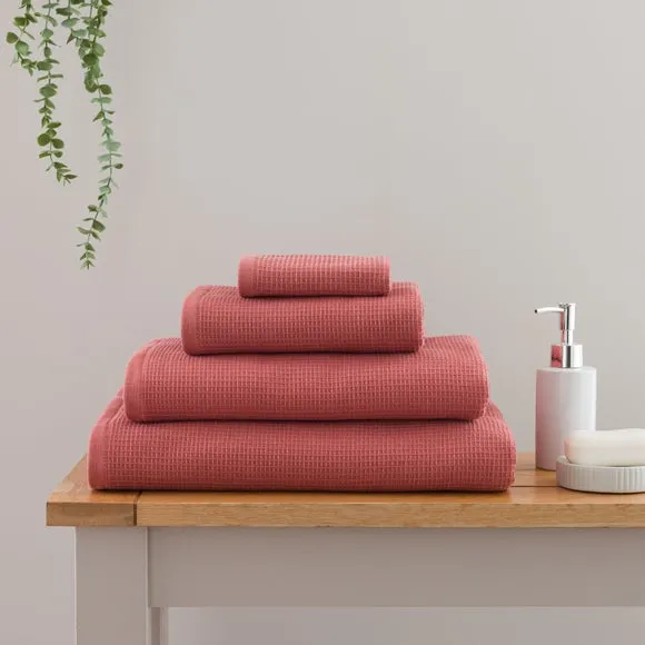 Reversible Waffle Towel - Terracotta, Organic Cotton
