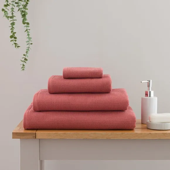 Reversible Waffle Towel - Terracotta, Organic Cotton