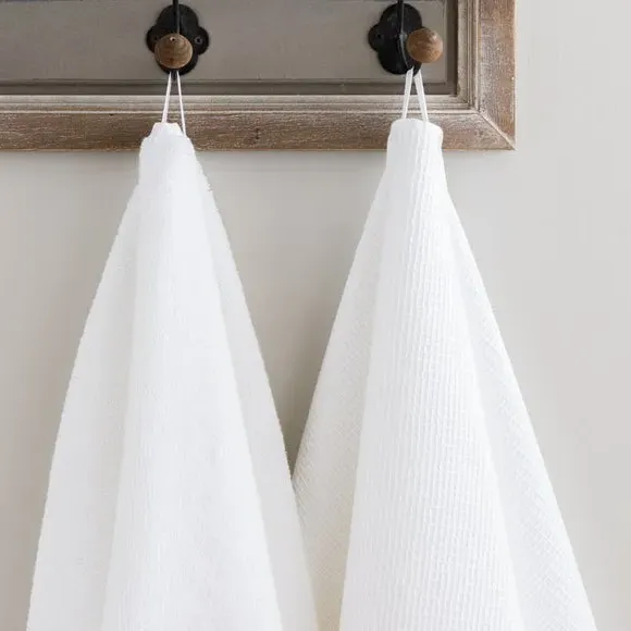 Reversible Waffle Towel - White, Organic Cotton