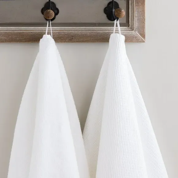 Reversible Waffle Towel - White, Organic Cotton