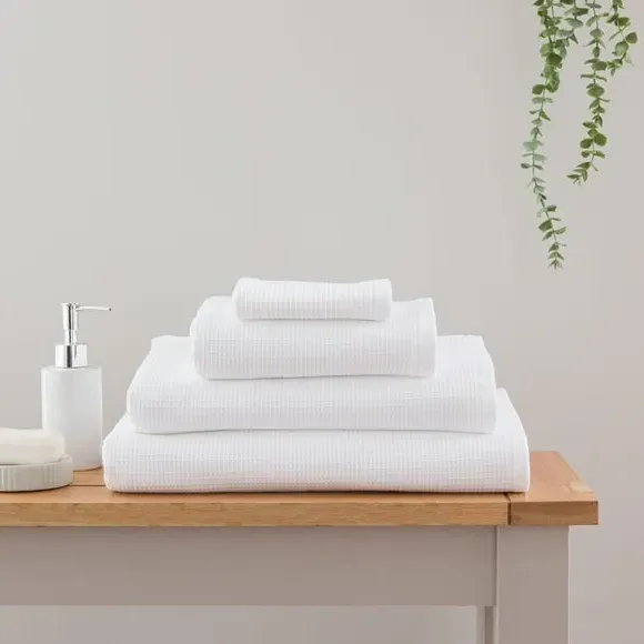 Reversible Waffle Towel - White, Organic Cotton