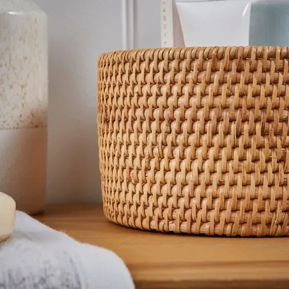 Round Storage Basket - Natural, Rattan