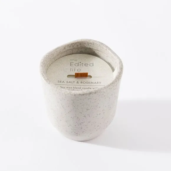 Sea Salt Rosemary Candle - Natural, Ceramic