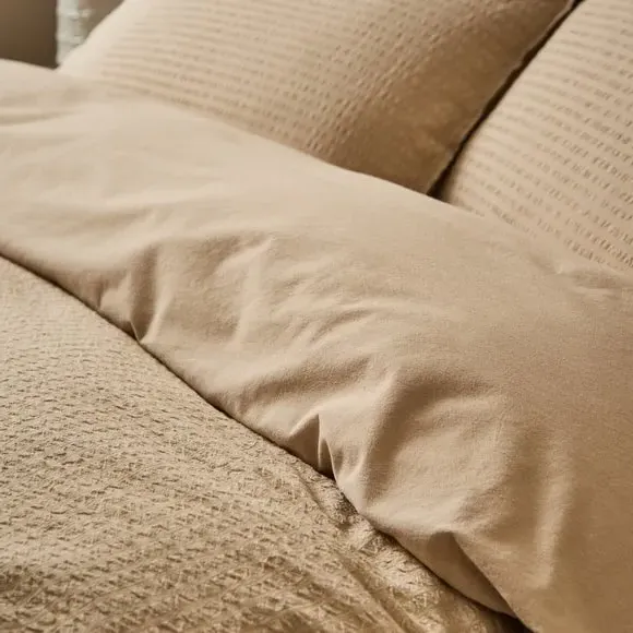 Seersucker Duvet Cover Set - Natural, Cotton