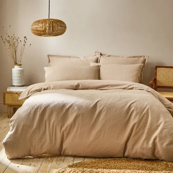 Seersucker Duvet Cover Set - Natural, Cotton