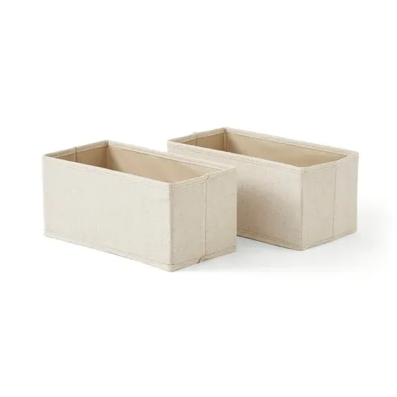 Set of 2 Rectangle Drawer Organisers - Natural, Linen