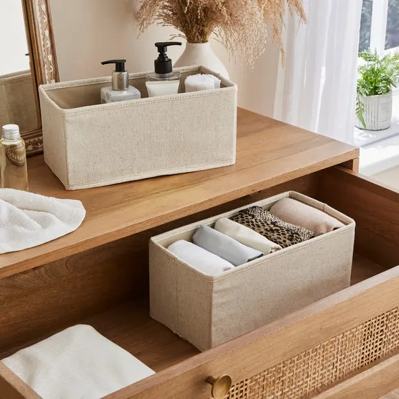 Set of 2 Rectangle Drawer Organisers - Natural, Linen image