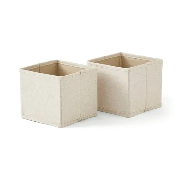 Set of 2 Square Drawer Organisers - Natural, Linen