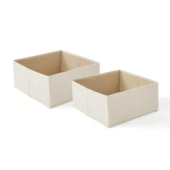 Set of 2 Square Drawer Organisers - Natural, Linen