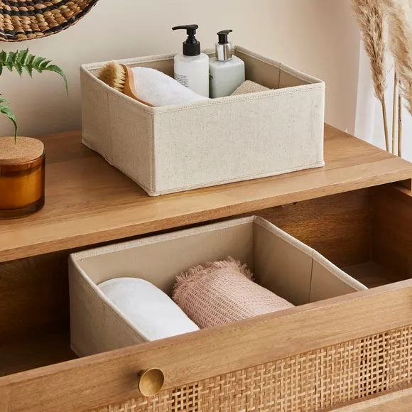 Set of 2 Square Drawer Organisers - Natural, Linen image