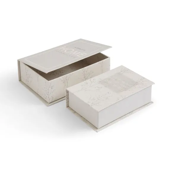 Set of 2 Storage Book Boxes - Light Grey