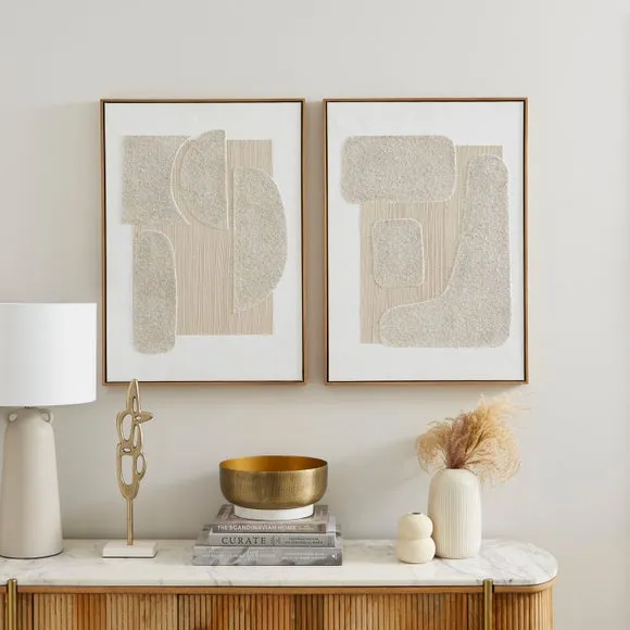 Set of 2 Textured Framed Canvases - Natural image
