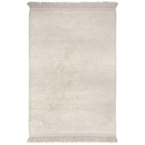 Shaggy Rug with Tassels - Ivory, New Zealand Wool