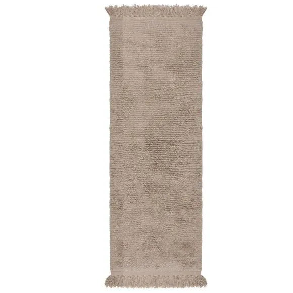 Shaggy Wool Runner with Tassels - Fawn, Wool