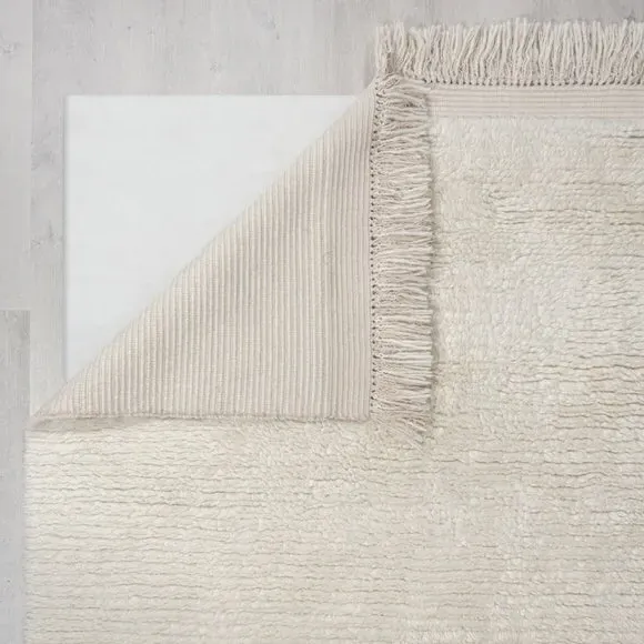 Shaggy Wool Runner with Tassels - Ivory, Wool