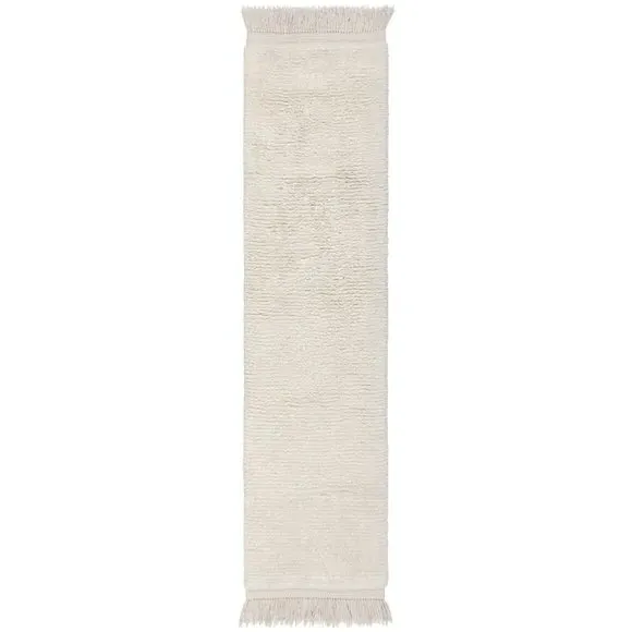 Shaggy Wool Runner with Tassels - Ivory, Wool