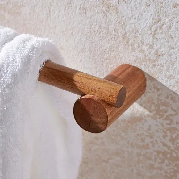 Short Towel Rail Wall Mount - Natural, Acacia Wood