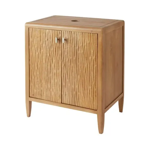 Single Vanity Unit Hand Carved - Light Wood