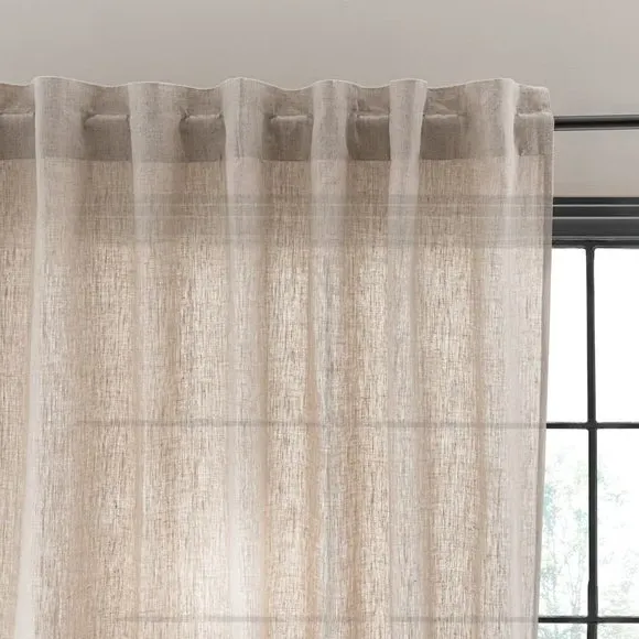 Single Voile Panel with Hidden Tab Top - Natural, Linen image