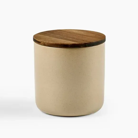 Small Storage Canister Stackable - Beige, Stoneware