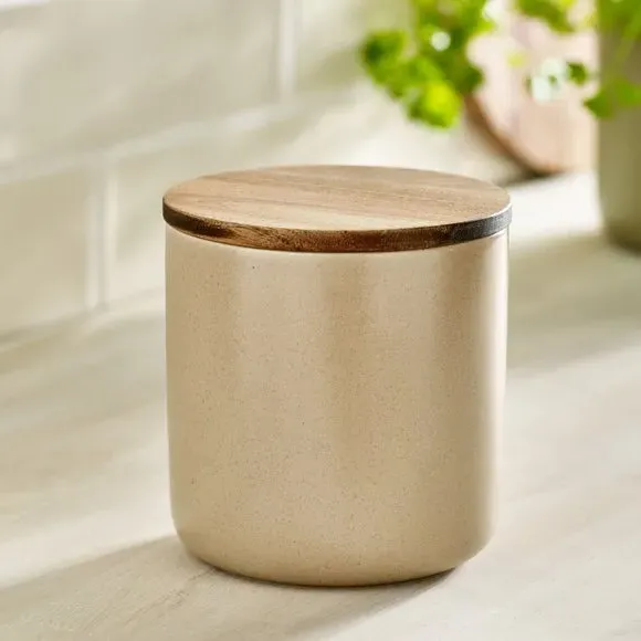 Small Storage Canister Stackable - Beige, Stoneware image