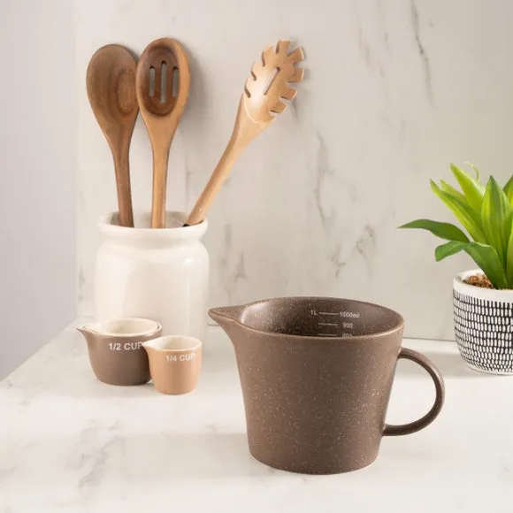 Speckled Measuring Jug - Dark Brown, Stoneware