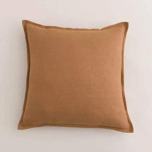 Square Cushion with Oxford Edge - Caramel, Linen
