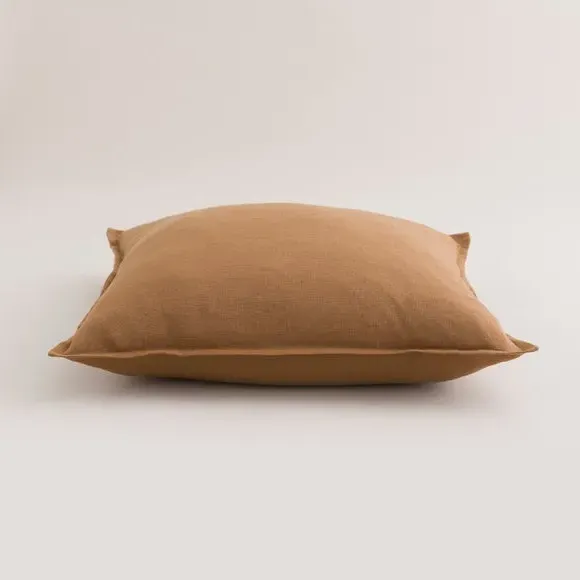 Square Cushion with Oxford Edge - Caramel, Linen