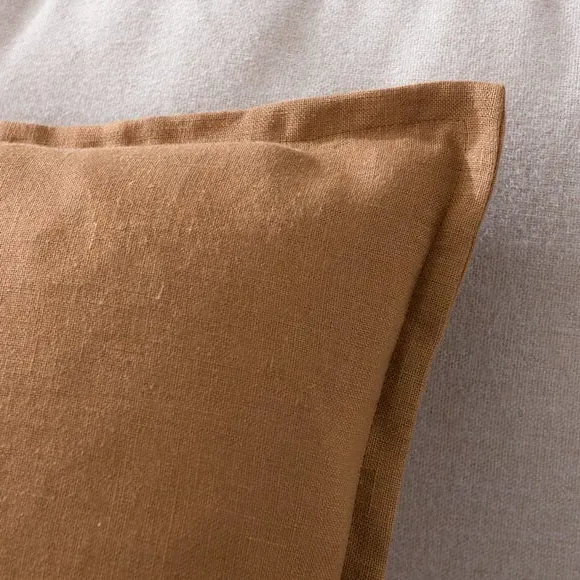 Square Cushion with Oxford Edge - Caramel, Linen