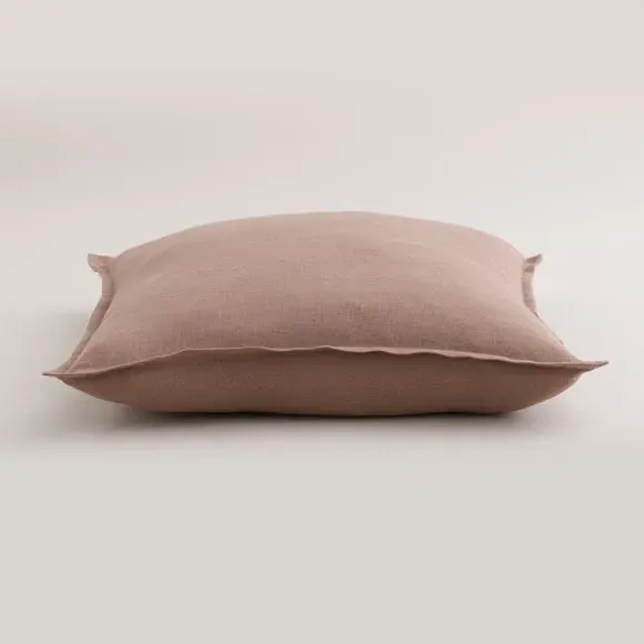 Square Cushion with Oxford Edge - Fawn, Linen