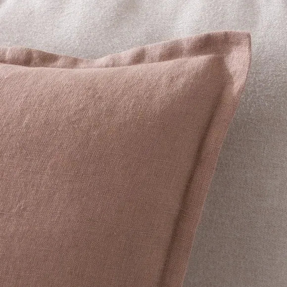 Square Cushion with Oxford Edge - Fawn, Linen