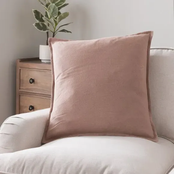 Square Cushion with Oxford Edge - Fawn, Linen