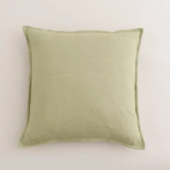 Square Cushion with Oxford Edge - Olive, Linen
