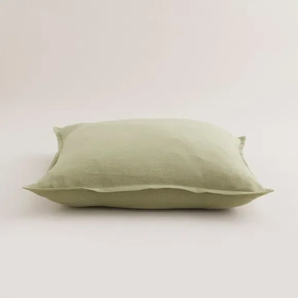 Square Cushion with Oxford Edge - Olive, Linen
